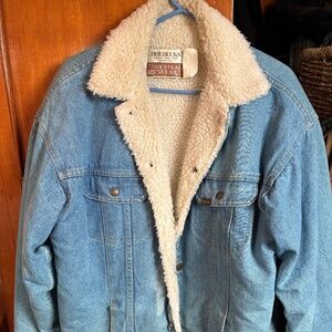 Vintage 1980s sears roebuck bomber Sherpa Ronald Reagan Jean jacket